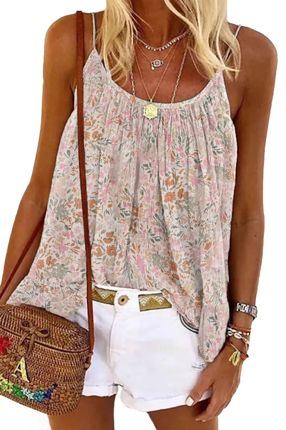Multicolor Floral Mandarin Collar Top