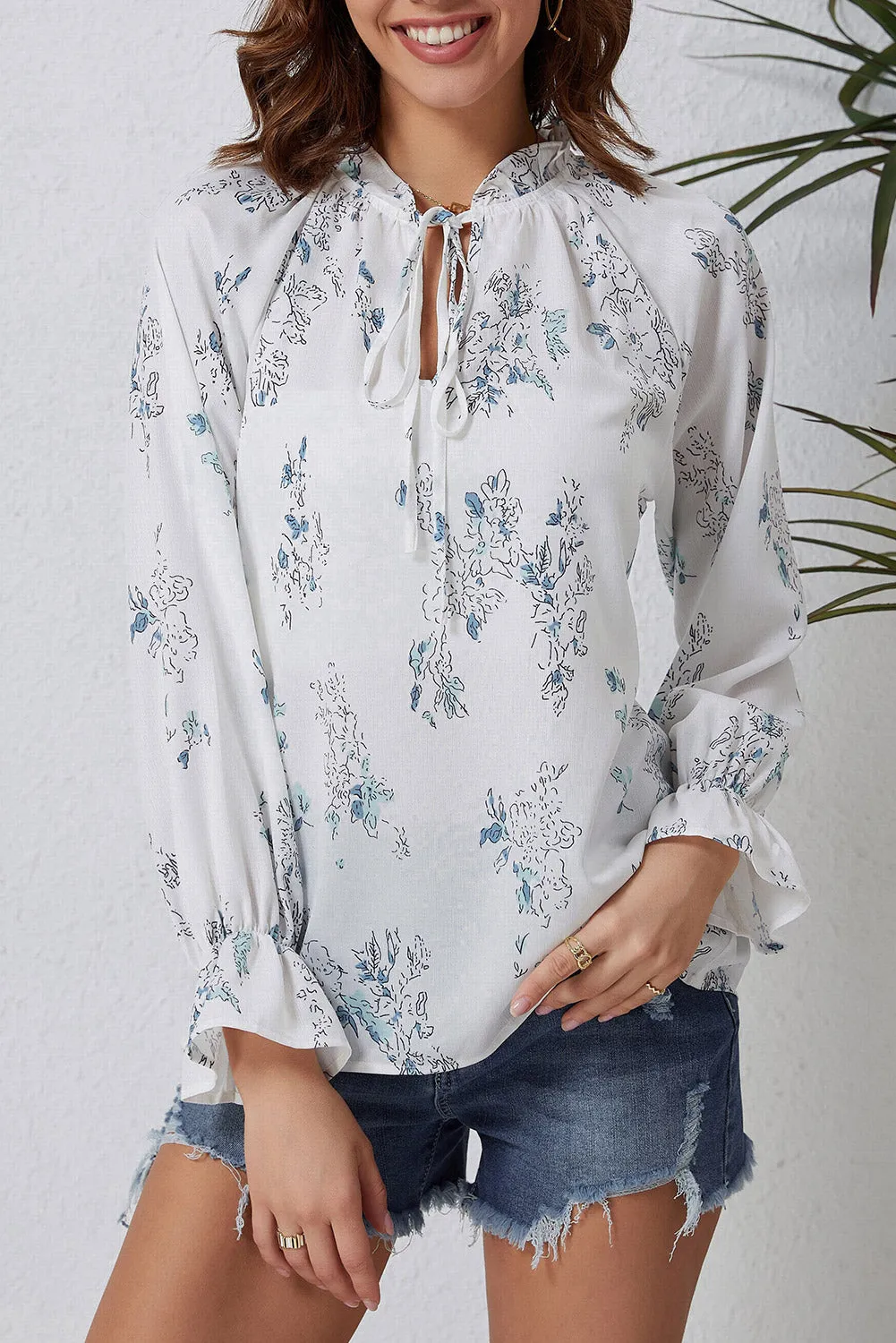 Multicolor Floral Mandarin Collar Top