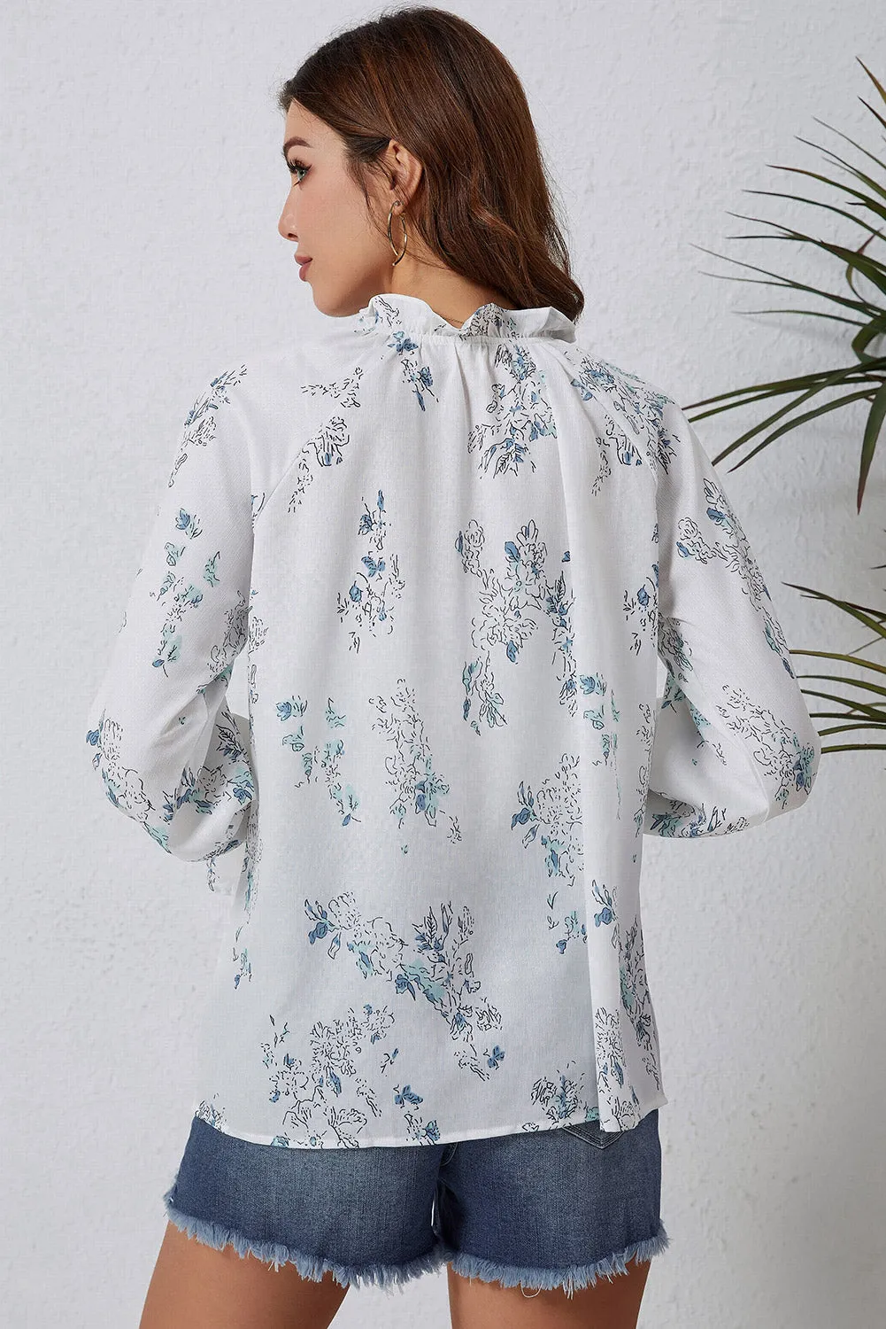 Multicolor Floral Mandarin Collar Top