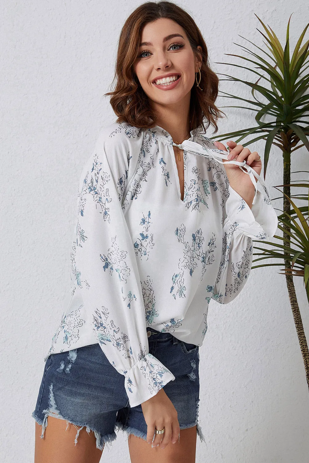 Multicolor Floral Mandarin Collar Top