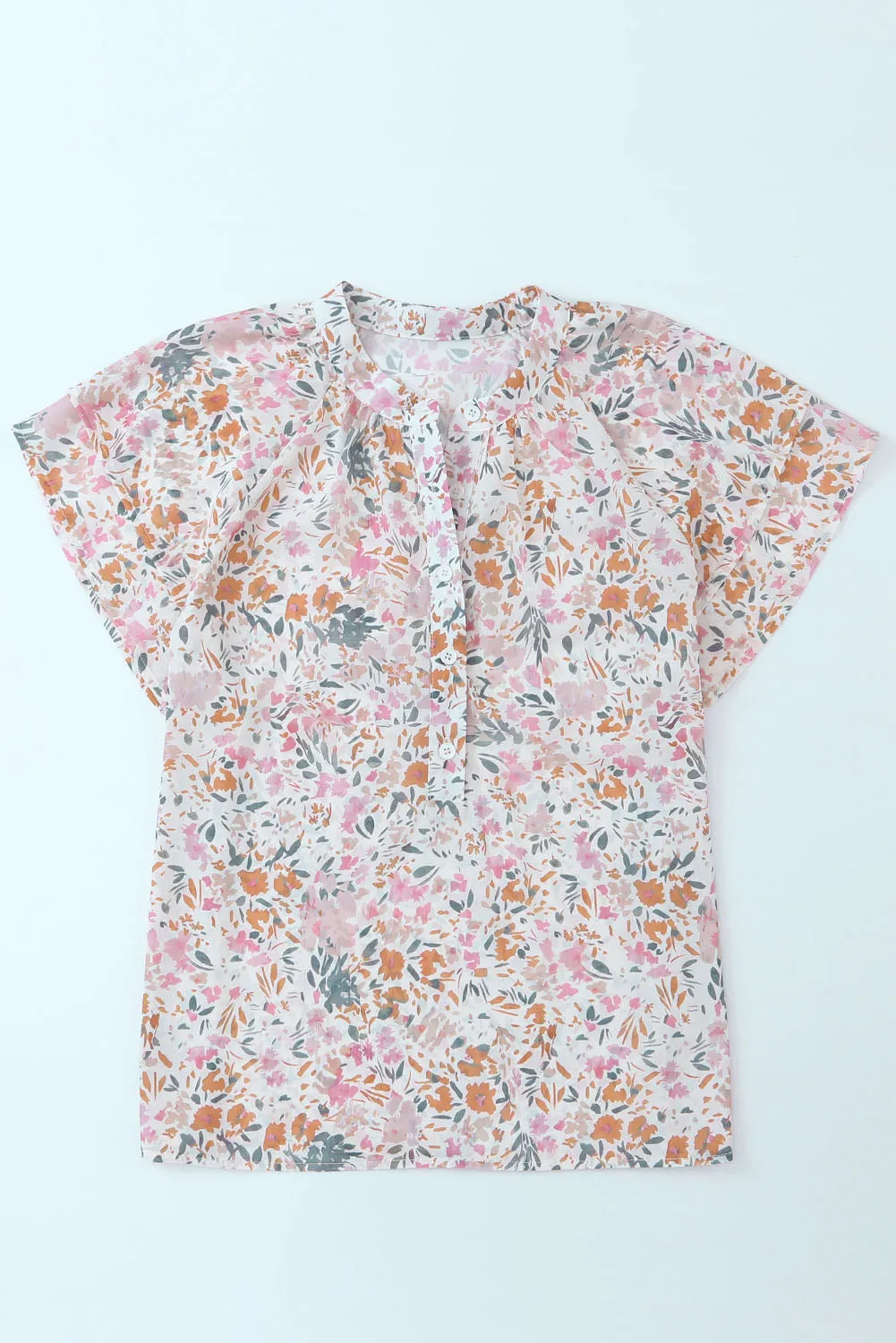 Multicolor Floral Mandarin Collar Top