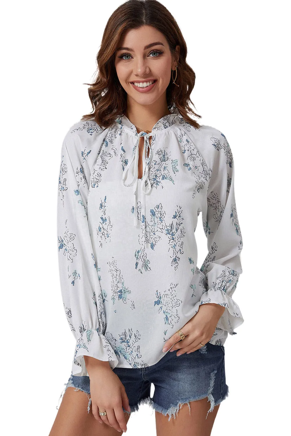 Multicolor Floral Mandarin Collar Top