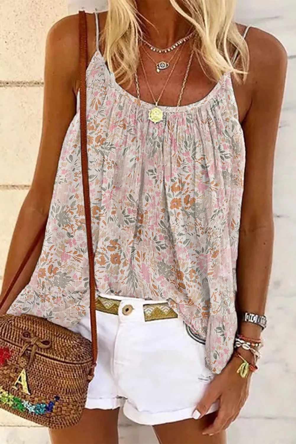 Multicolor Floral Mandarin Collar Top