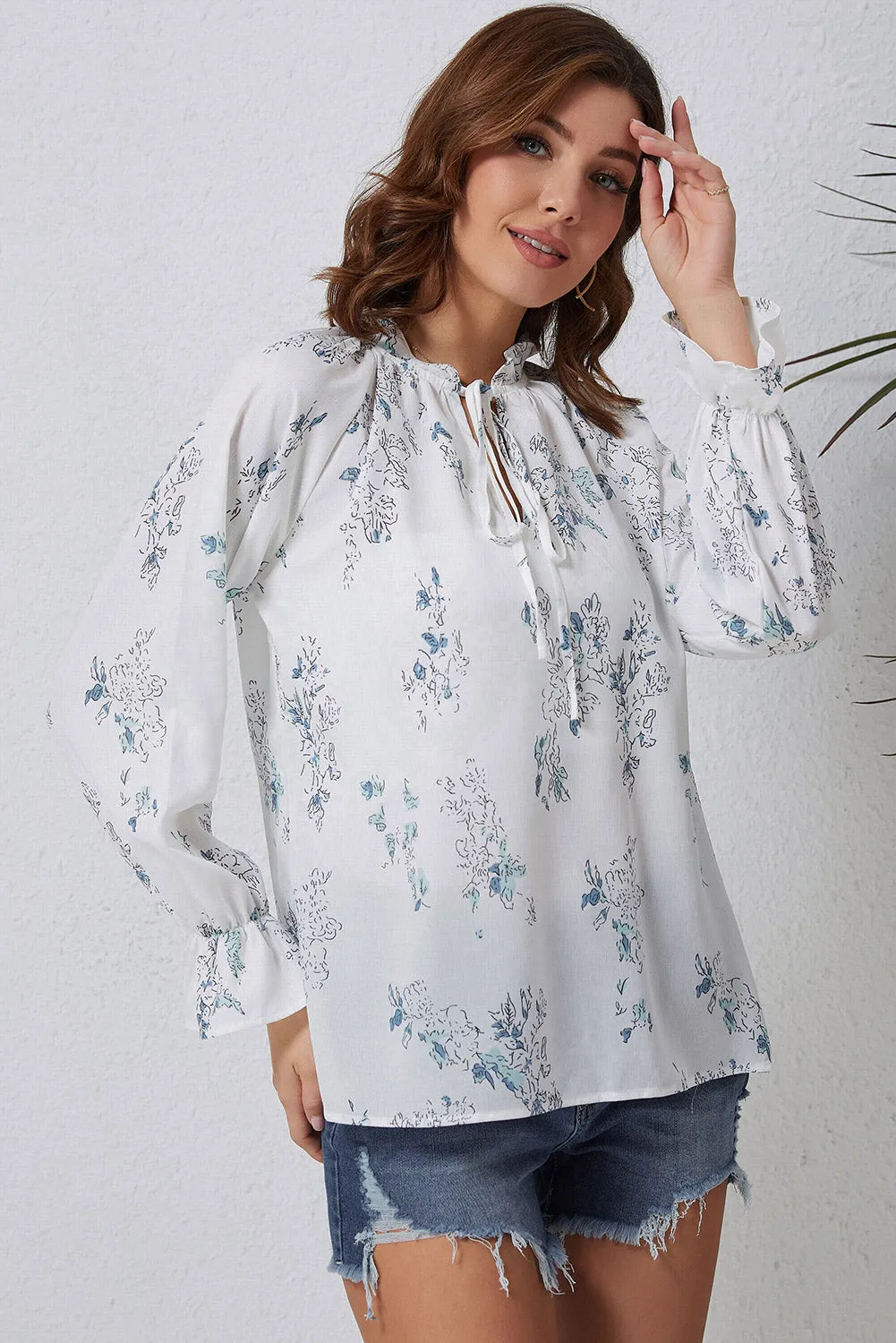 Multicolor Floral Mandarin Collar Top
