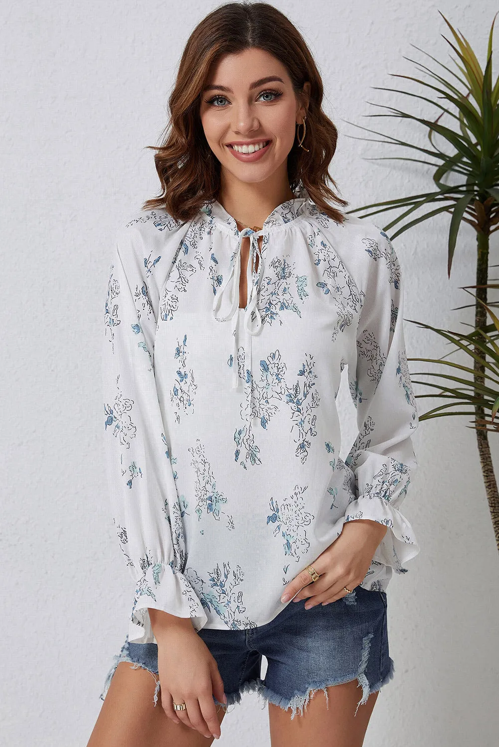 Multicolor Floral Mandarin Collar Top