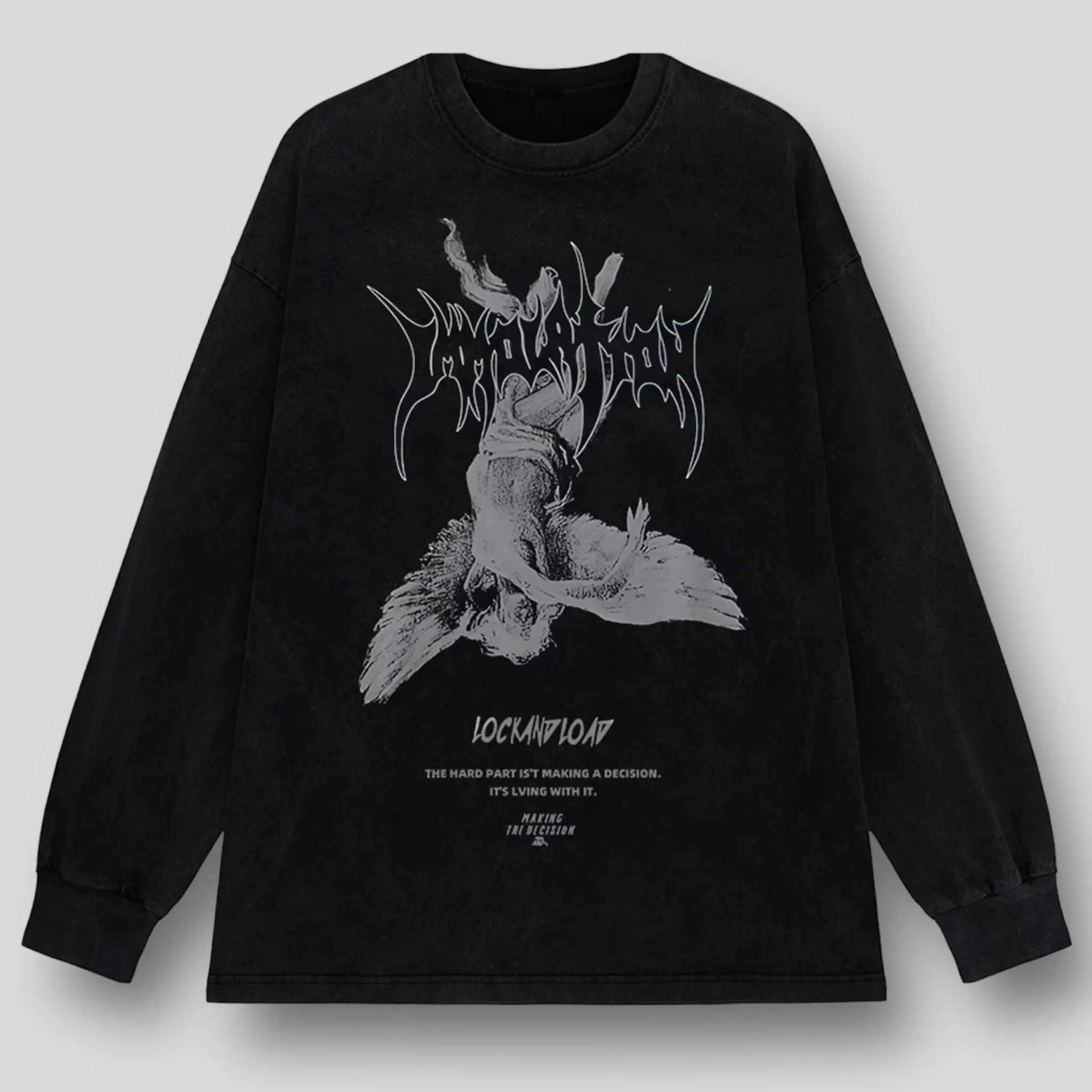 Mystical Seraphim: Oversized Gothic Graphic Tee