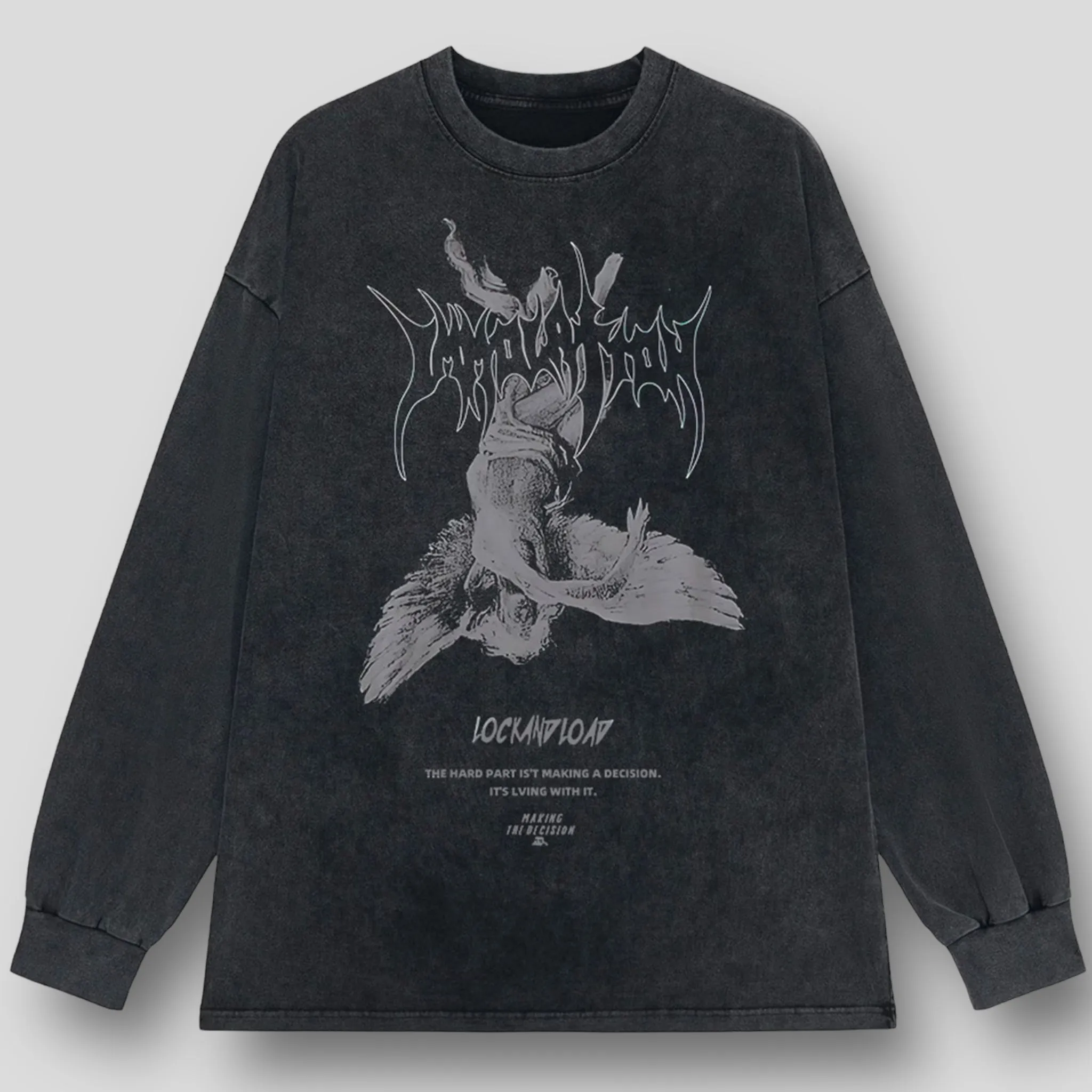 Mystical Seraphim: Oversized Gothic Graphic Tee