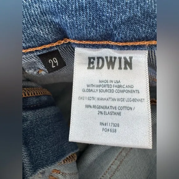 NEW EDWIN ANTHROPOLOGIE DENIM WIDE LEG SEAMED JEANS SZ 29