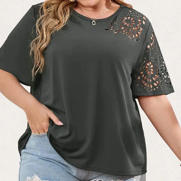 Nicola - women's creative chiffon neckline t-shirt