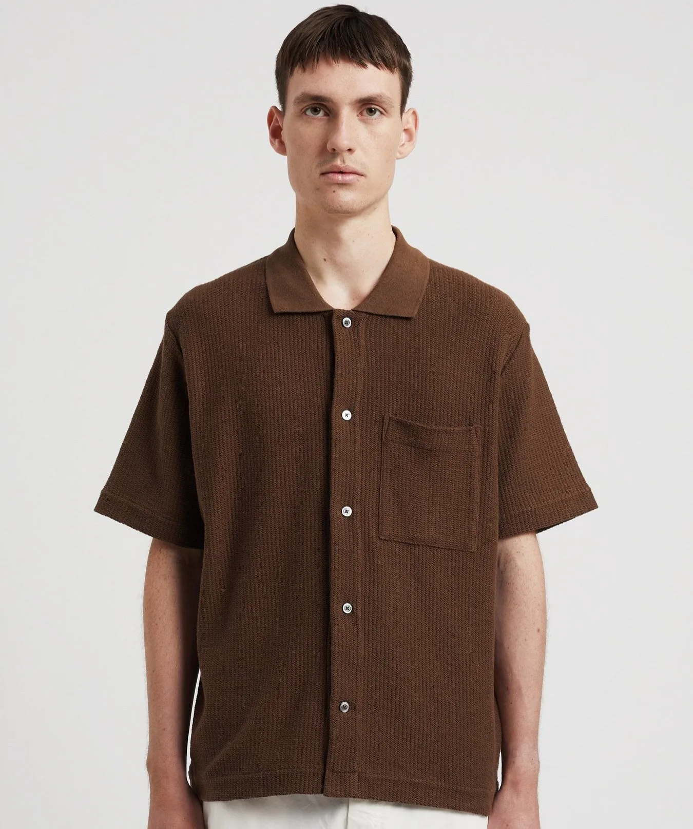 Norse Projects Gustav Crochet Jersey Shirt Chestnut