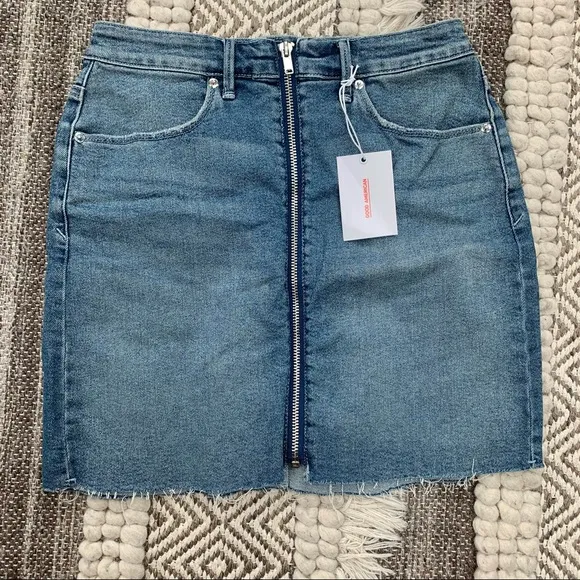 NWT Good American exposed zipper denim miniskirt