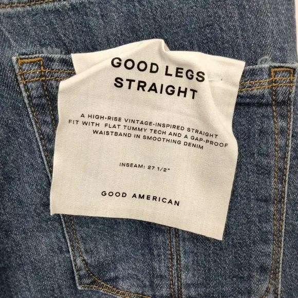 NWT Good American Good Leg Straight Vintage Inspired Jeans Sz. 2/26