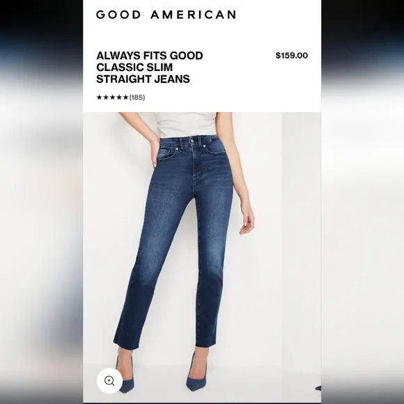 NWT Good American Good Leg Straight Vintage Inspired Jeans Sz. 2/26
