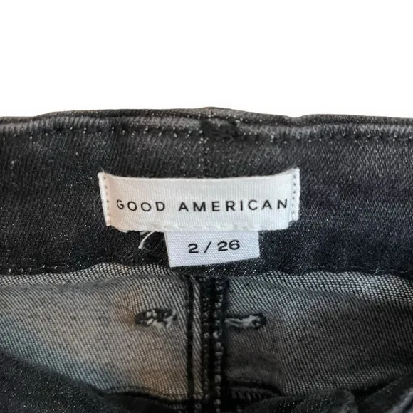 NWT Good American Good Legs Black 184 High Rise Straight Leg Denim Jeans 2 / 26