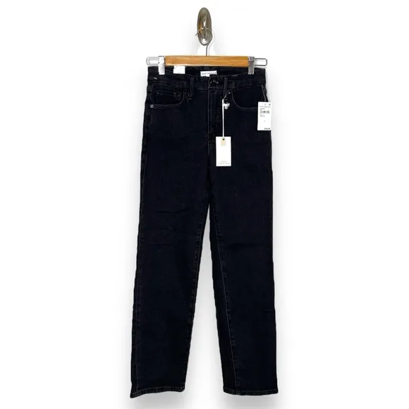 NWT Good American Good Legs Black 184 High Rise Straight Leg Denim Jeans 2 / 26