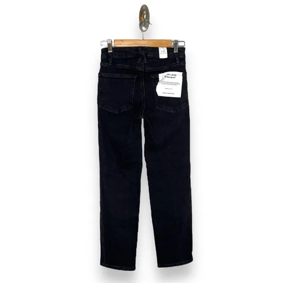 NWT Good American Good Legs Black 184 High Rise Straight Leg Denim Jeans 2 / 26