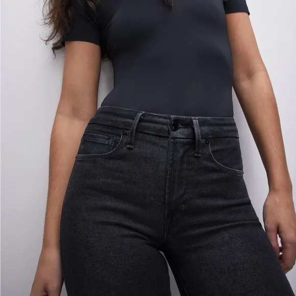 NWT Good American Good Legs Black 184 High Rise Straight Leg Denim Jeans 2 / 26
