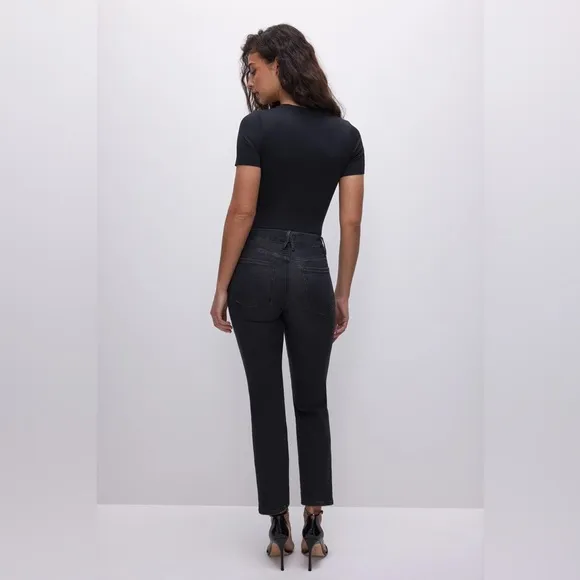 NWT Good American Good Legs Black 184 High Rise Straight Leg Denim Jeans 2 / 26