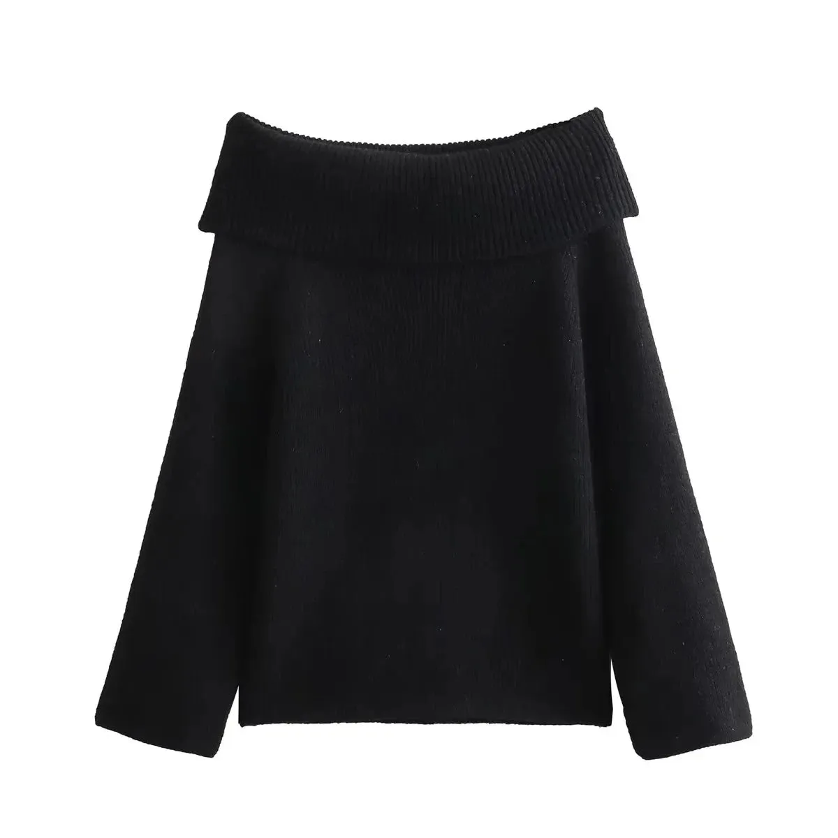 Obsidian Phoenix Women's One-Shoulder Slim Fit Sweater - Long Sleeve Casual Pullover