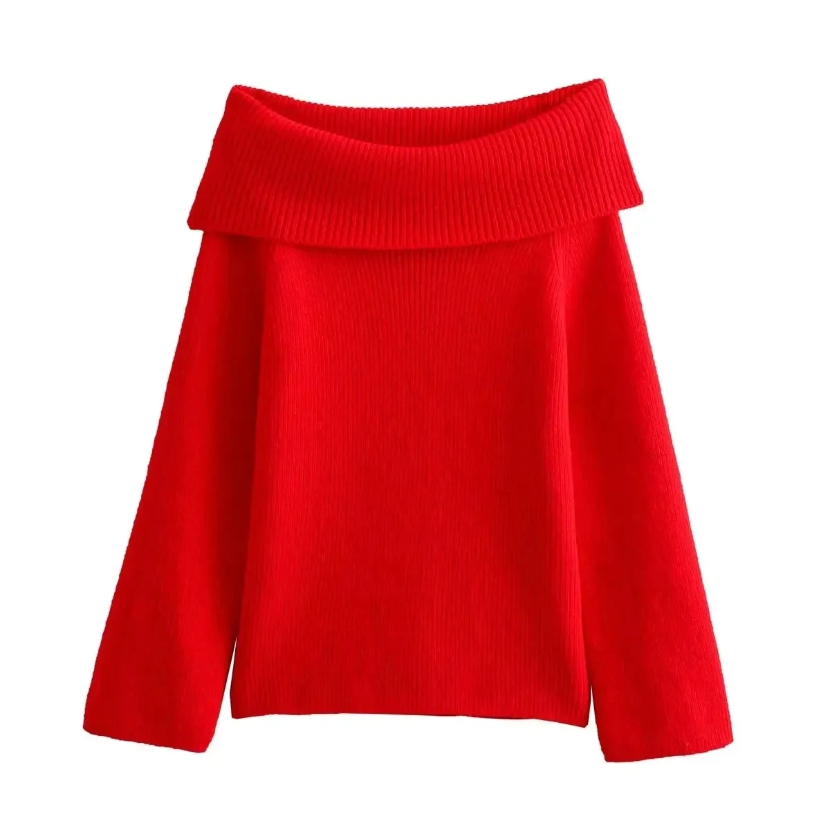 Obsidian Phoenix Women's One-Shoulder Slim Fit Sweater - Long Sleeve Casual Pullover