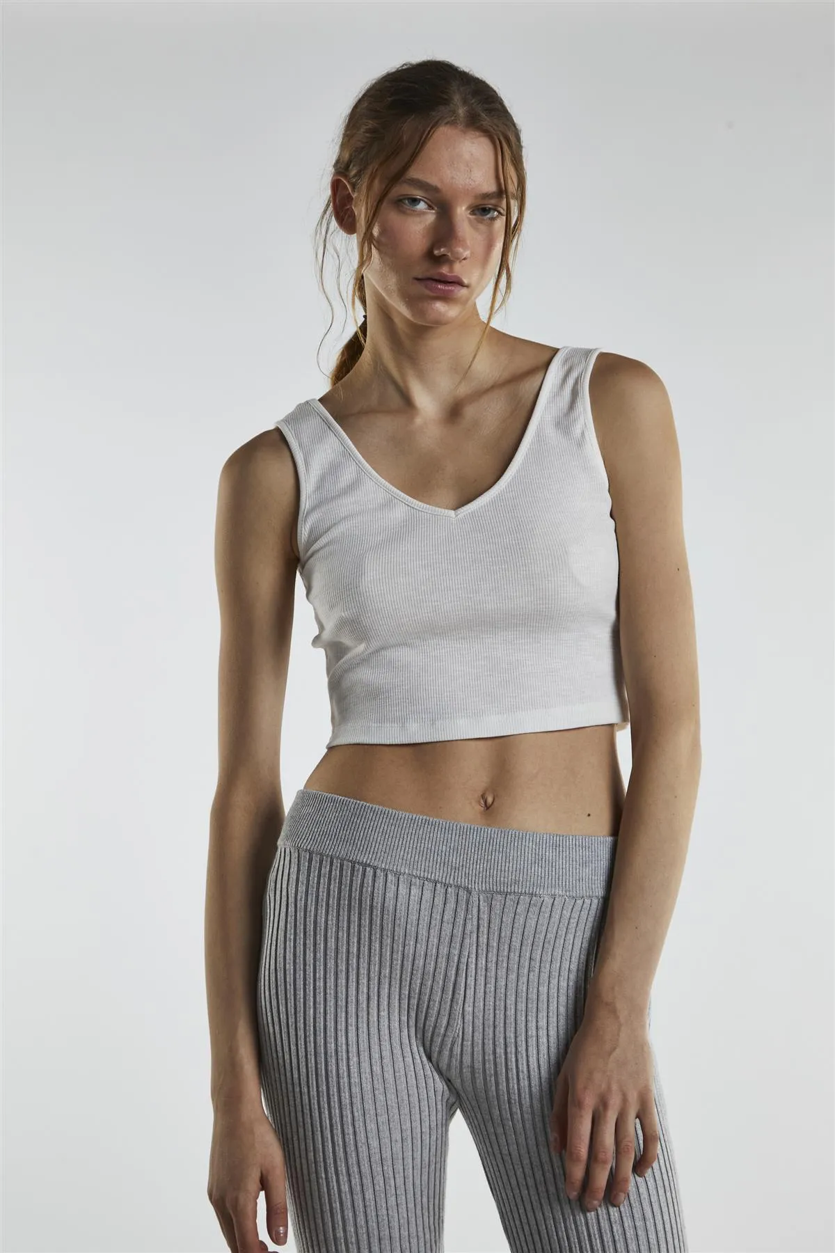 Off-White V-Neck Crop-Top