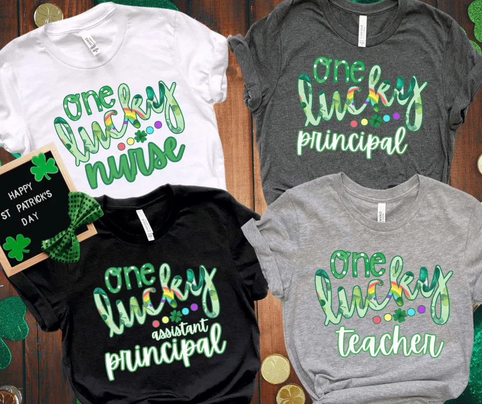 One Lucky CUSTOM NAME - Pick your tee color (FINAL SALE)