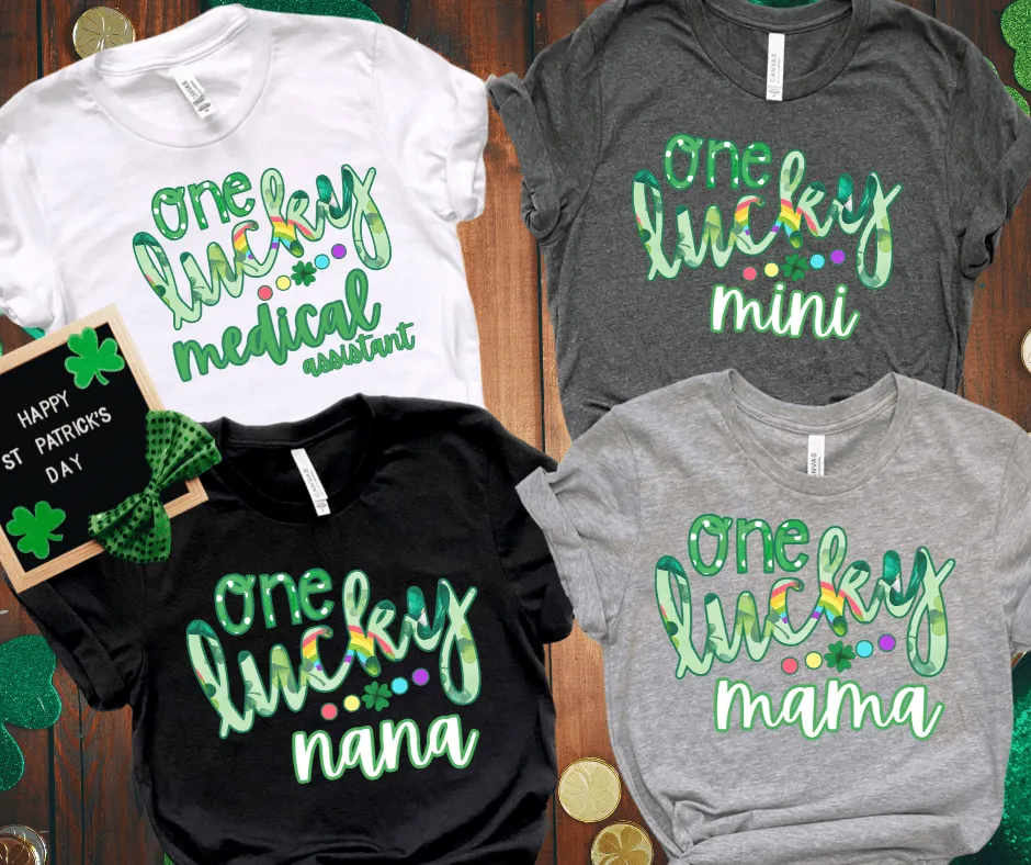 One Lucky CUSTOM NAME - Pick your tee color (FINAL SALE)