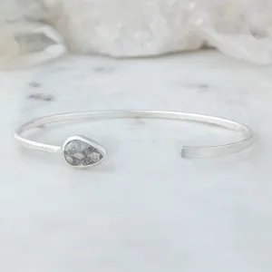 One of A Kind Pear Salt and Pepper Diamond Cuff Bracelet | Sterling Silver