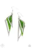 Paparazzi Evolutionary Edge - Green Acrylic Earrings