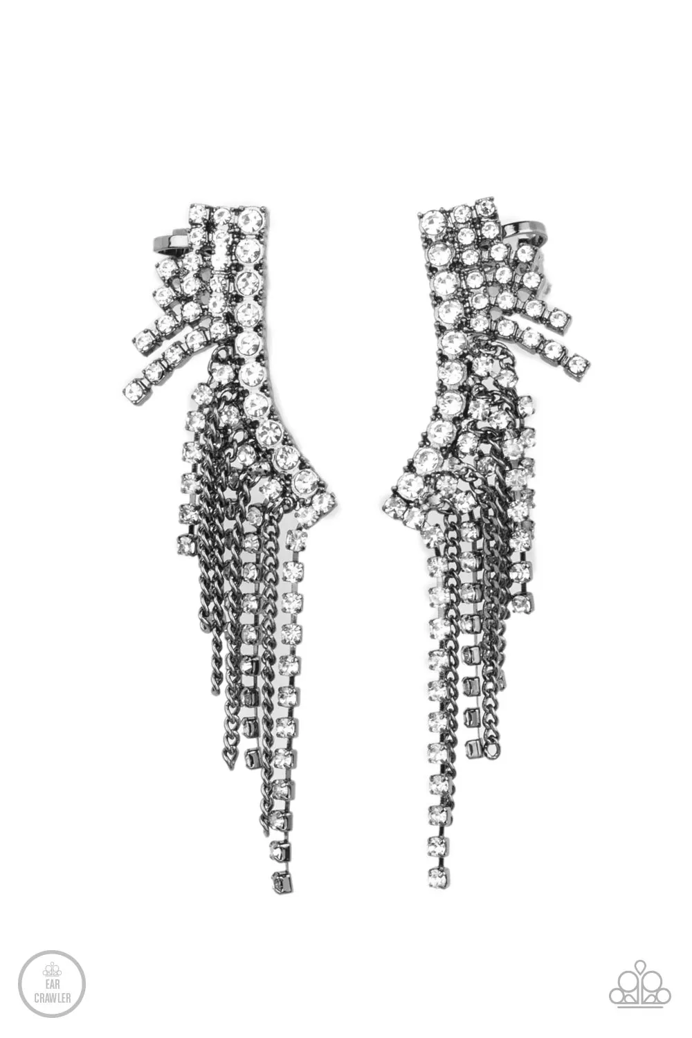 Paparazzi - Thunderstruck Sparkle - Black Earrings