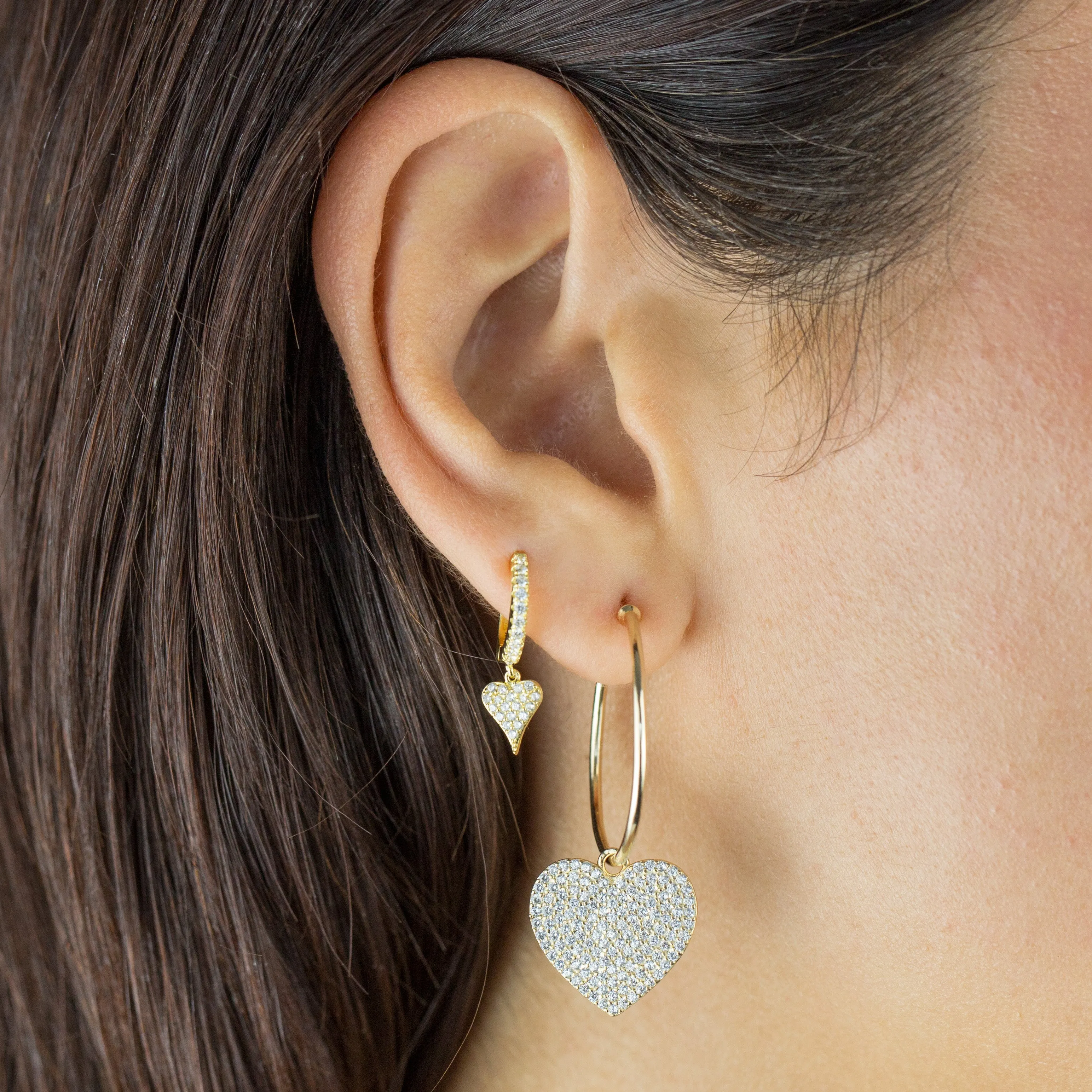 Pavé Heart Huggie Earring