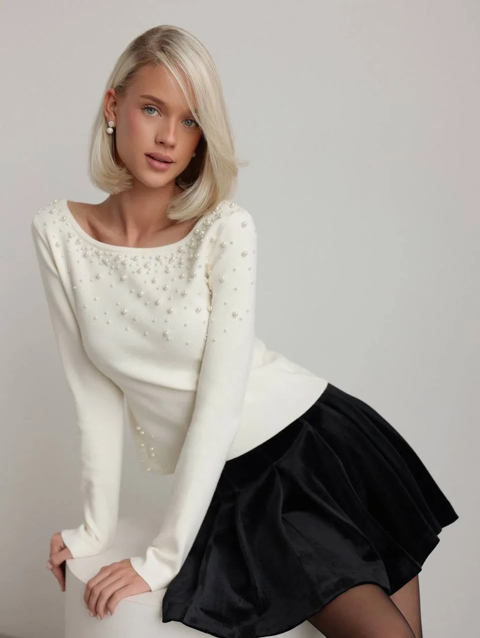 Pearl-Embellished Sweater