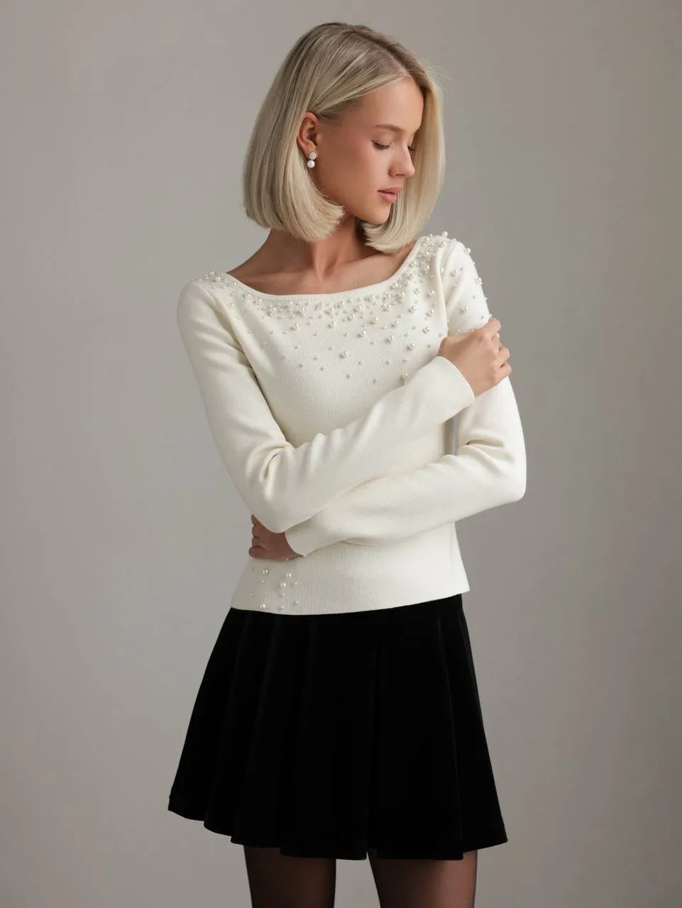 Pearl-Embellished Sweater