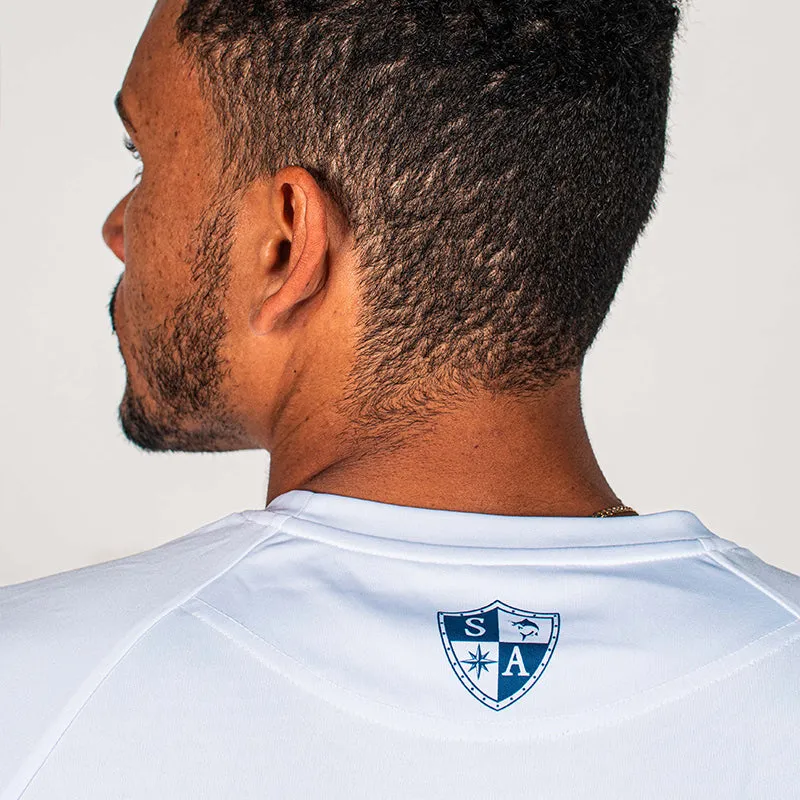 Performance Long Sleeve Shirt | White | Sides American Flag | Game On