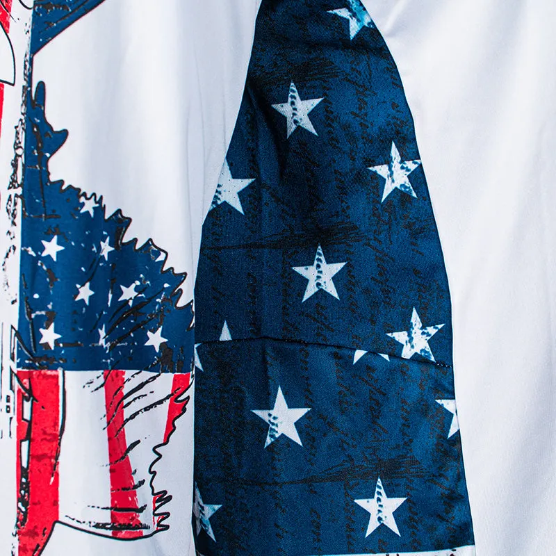 Performance Long Sleeve Shirt | White | Sides American Flag | Game On