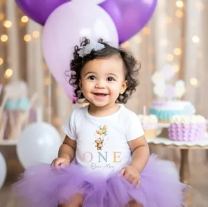 Personalised Birthday T-Shirt Teddies & Balloon Design - Choose your age