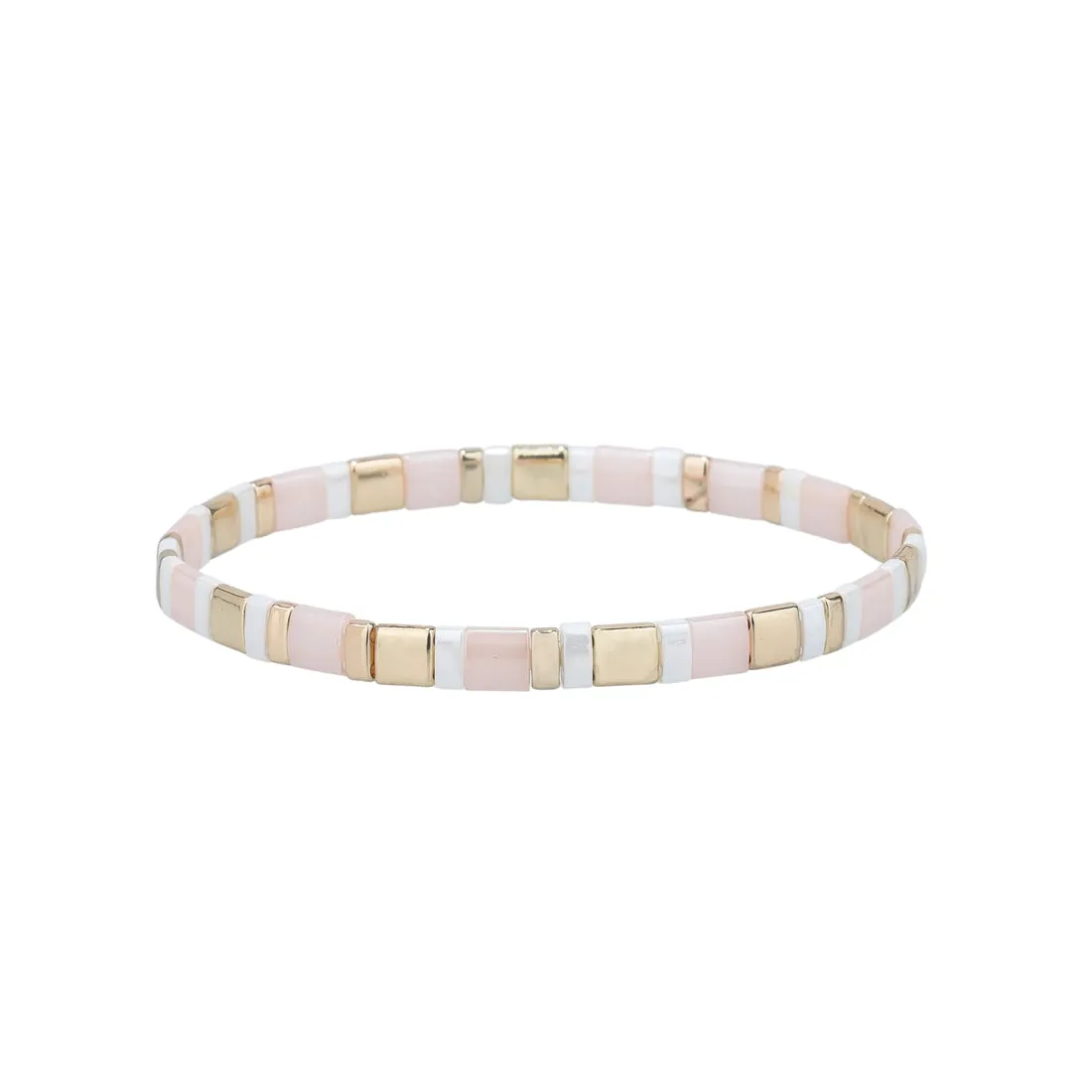 Pink & Gold Miyuki Stretch Bracelet