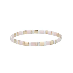 Pink & Gold Miyuki Stretch Bracelet