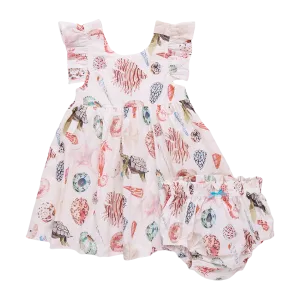 Pink Chicken Baby Girls Liv Dress Set - Watercolor Shells