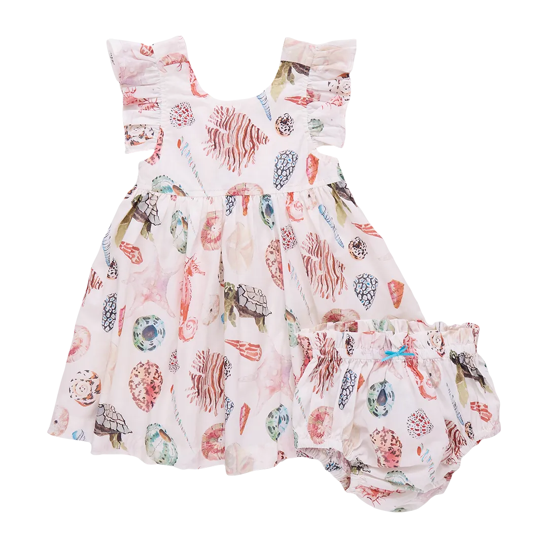 Pink Chicken Baby Girls Liv Dress Set - Watercolor Shells