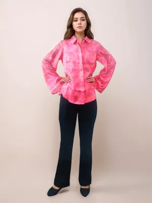 Pink Floral Printed Relaxed Fit Shirt
