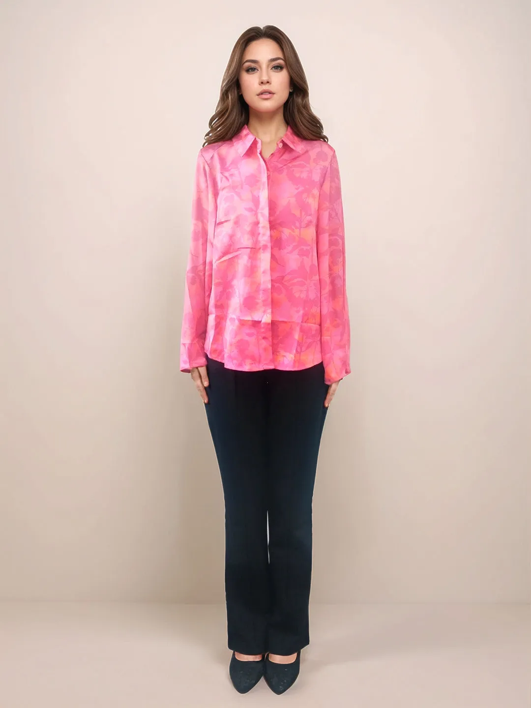 Pink Floral Printed Relaxed Fit Shirt