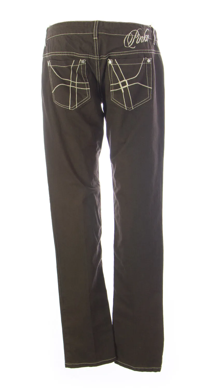 PINKO Women's Brown Straight Cotton Jeans 122030 IT Sz 32 $114 NEW