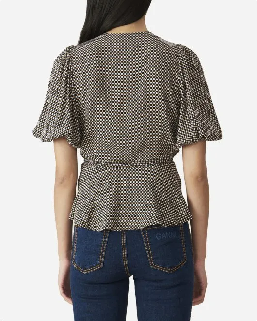Printed Crepe Blouse - Tannin