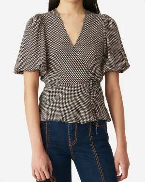 Printed Crepe Blouse - Tannin