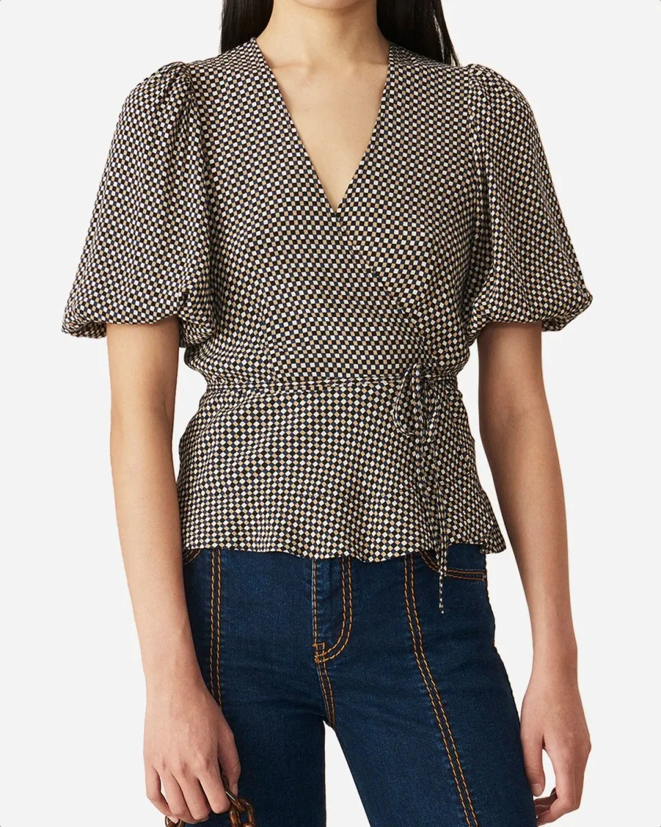 Printed Crepe Blouse - Tannin