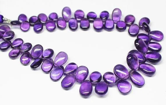 Purple African Amethyst Smooth Loose Pear Drop Gemstone Loose Beads 7mm 11mm 10"