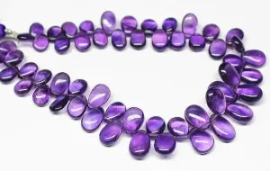 Purple African Amethyst Smooth Loose Pear Drop Gemstone Loose Beads 7mm 11mm 10"