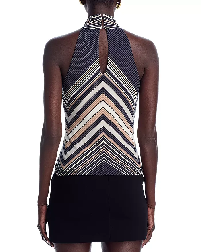 Ramy Brook - Women - Black Chevron Jenna High Neck Tank Top