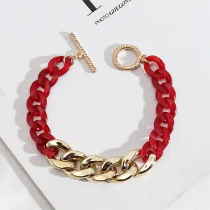 Red Resin & 18K Gold-Plated Chain Link Bracelet